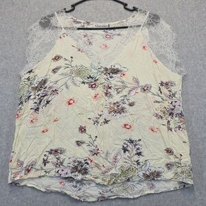 Floral Lace Trim Tank Top